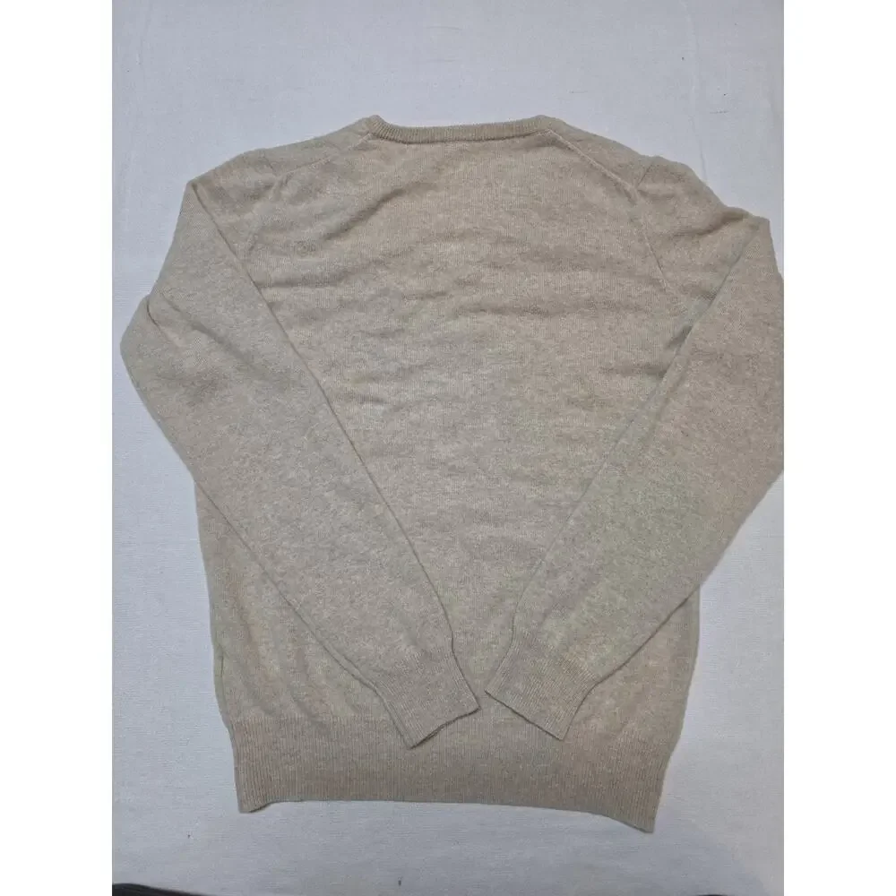St. George Men’s 100% Wool V-Neck Sweater Beige Made in Italy Luxury Knit...